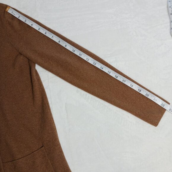 J. Crew Open Front Cardigan, Maple Brown, Med-Petite, Front Pockets, 100% Cotton - Picture 10 of 13